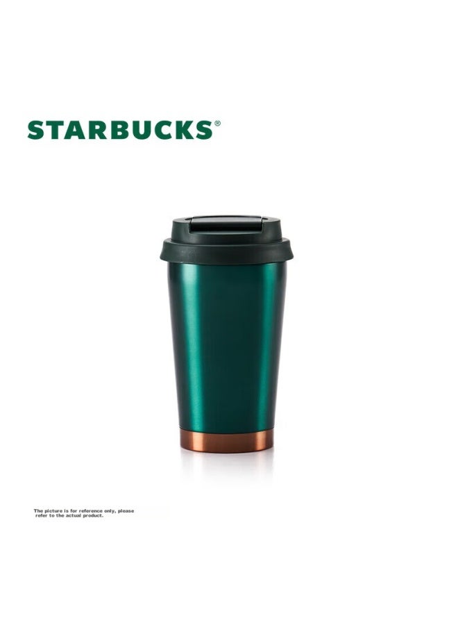 Starbucks فنجان ستاربكس الفولاذ المقاوم للصدأ الداكن الأخضر مع حواف ذهبية، سعة 384 مل، كوب قهوة محمول، كوب سيارة، هدية عطلة للرجال - Image 5