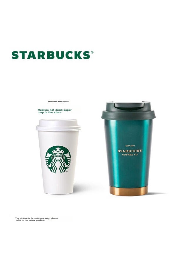 Starbucks فنجان ستاربكس الفولاذ المقاوم للصدأ الداكن الأخضر مع حواف ذهبية، سعة 384 مل، كوب قهوة محمول، كوب سيارة، هدية عطلة للرجال - Image 3