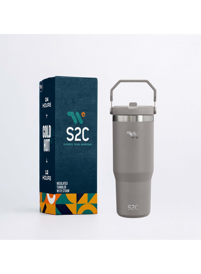 S2C S2C 30oz Stainless Steel Tumbler with Handle & Straw – Double Wall Vacuum Insulated Travel Mug – Leak-Resistant, BPA-Free, Fits Car Cup Holder.  - Image 1