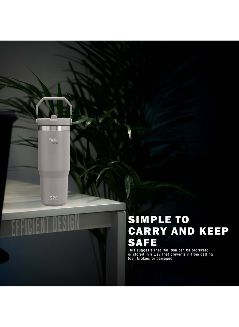 S2C S2C 30oz Stainless Steel Tumbler with Handle & Straw – Double Wall Vacuum Insulated Travel Mug – Leak-Resistant, BPA-Free, Fits Car Cup Holder.  - Image 5