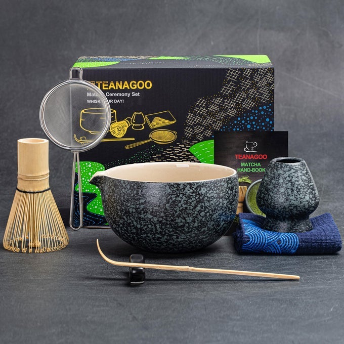 MATCHA WHISK SET BLACK7 PCS MATCHA SETMATCHA KIT FOR CEREMONYMATCHA TEA SET FOR MAKING BREAKFASTLATTEMATCHA WHISK SET WITH BOWLCHAWANWHISK AND HOLDERGIFT FOR MATCHA LOVER