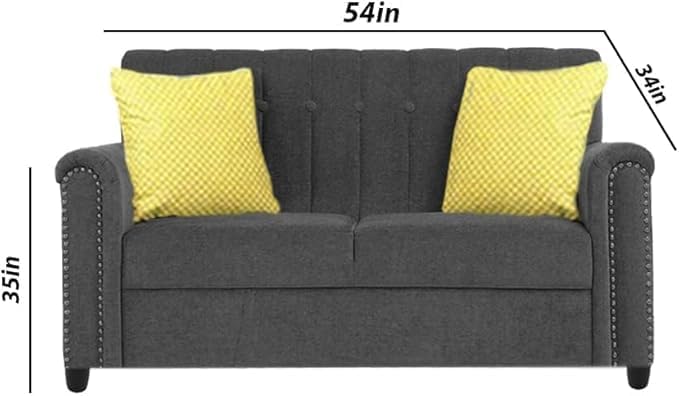 Poppins Home 2 Seater Classic Sofa Set for Living Room (Black) - Image 2