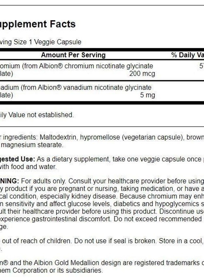 SWANSON Albion Chelated Vanadium and Chromium 60 Veg Capsules - Image 2