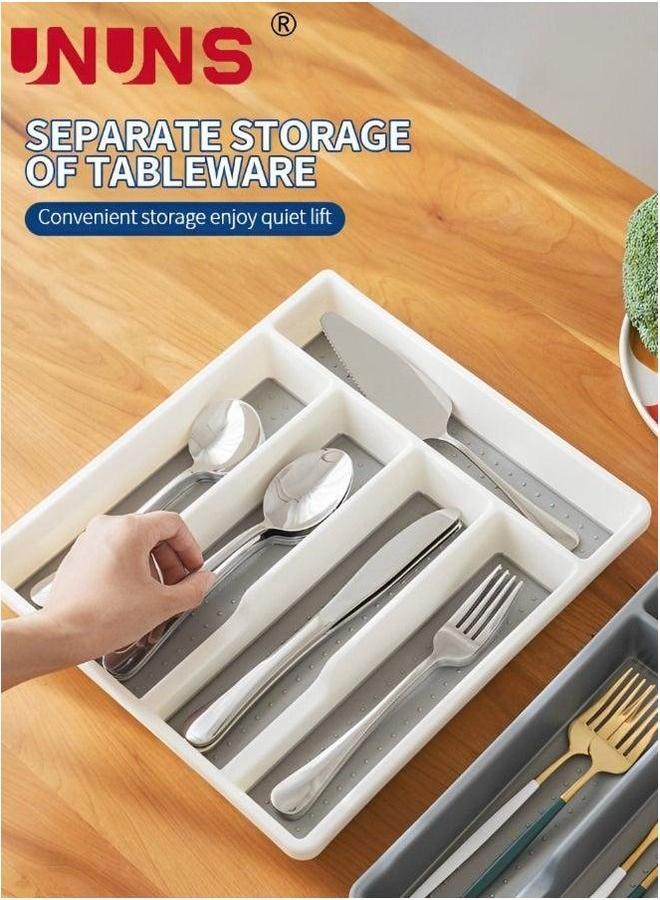 UNUNS Kitchen Tableware Storage Box,Classic Large Silverware Tray Organizer,Classic 6-grid Box,Drawer Utensil Cutlery stainless Steel Knife Finisher  - Image 1
