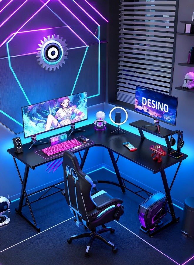 قف مكتب ركن الكمبيوتر المكتبي على شكل حرف L ، مكتب المكتب المنزلي على شكل L ، مكتب كبير للكتابة طاولة كتابة طاولة كتابة ، طاولة عمل حديثة بسيطة - Image 3