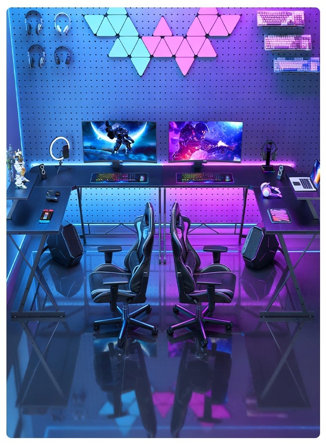 قف مكتب ركن الكمبيوتر المكتبي على شكل حرف L ، مكتب المكتب المنزلي على شكل L ، مكتب كبير للكتابة طاولة كتابة طاولة كتابة ، طاولة عمل حديثة بسيطة - Image 4