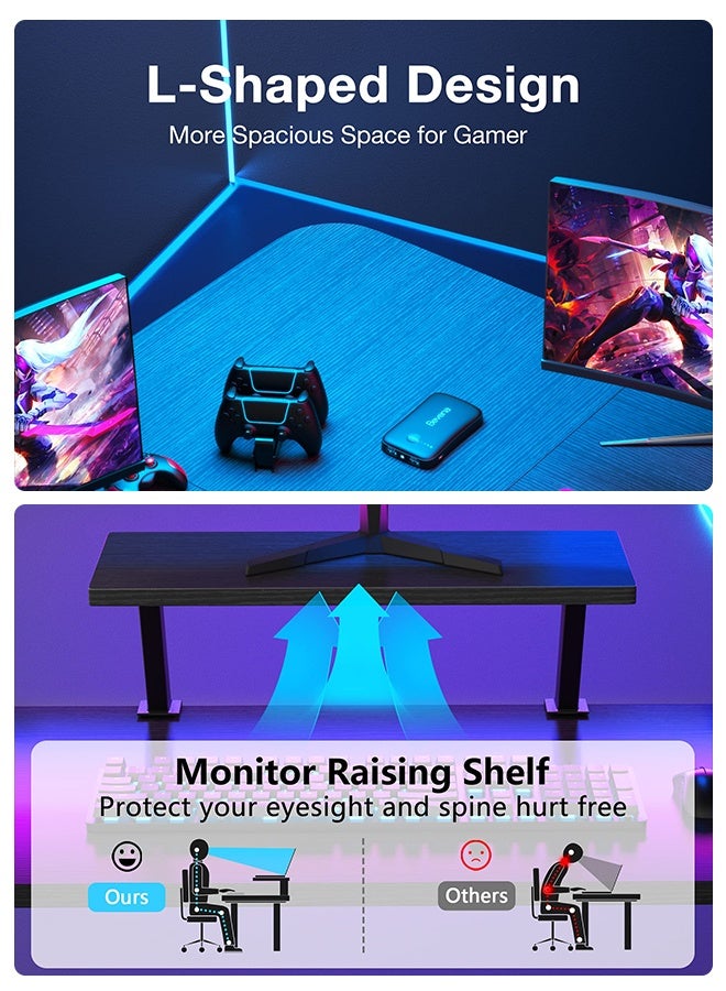 قف مكتب ركن الكمبيوتر المكتبي على شكل حرف L ، مكتب المكتب المنزلي على شكل L ، مكتب كبير للكتابة طاولة كتابة طاولة كتابة ، طاولة عمل حديثة بسيطة - Image 5