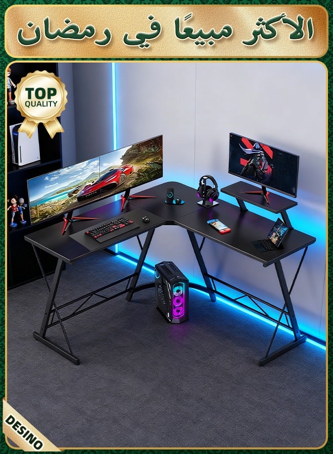 قف مكتب ركن الكمبيوتر المكتبي على شكل حرف L ، مكتب المكتب المنزلي على شكل L ، مكتب كبير للكتابة طاولة كتابة طاولة كتابة ، طاولة عمل حديثة بسيطة - Image 1