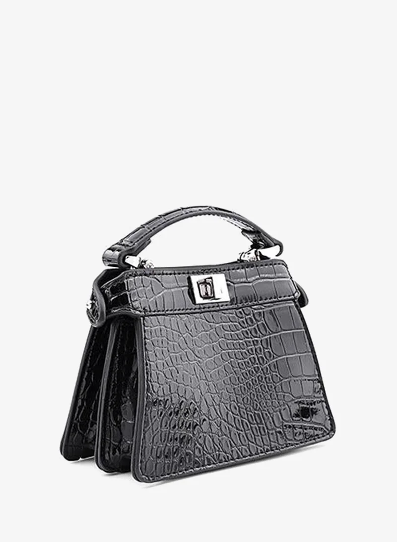 Cuple Black Tween Girls Croc-Effect Top Handle Bag for Women | Best Price UAE