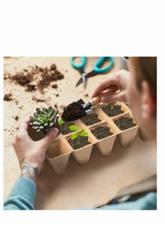 SYOSI 12 Pack Biodegradable Seedling Starter Trays Home Peat Pots with 20 Pcs Plant Labels Eco Friendly Seedling Germination Trays for Vegetable Fruit Gardens and Greenhouses 1 pair of seedlings  - Image 2