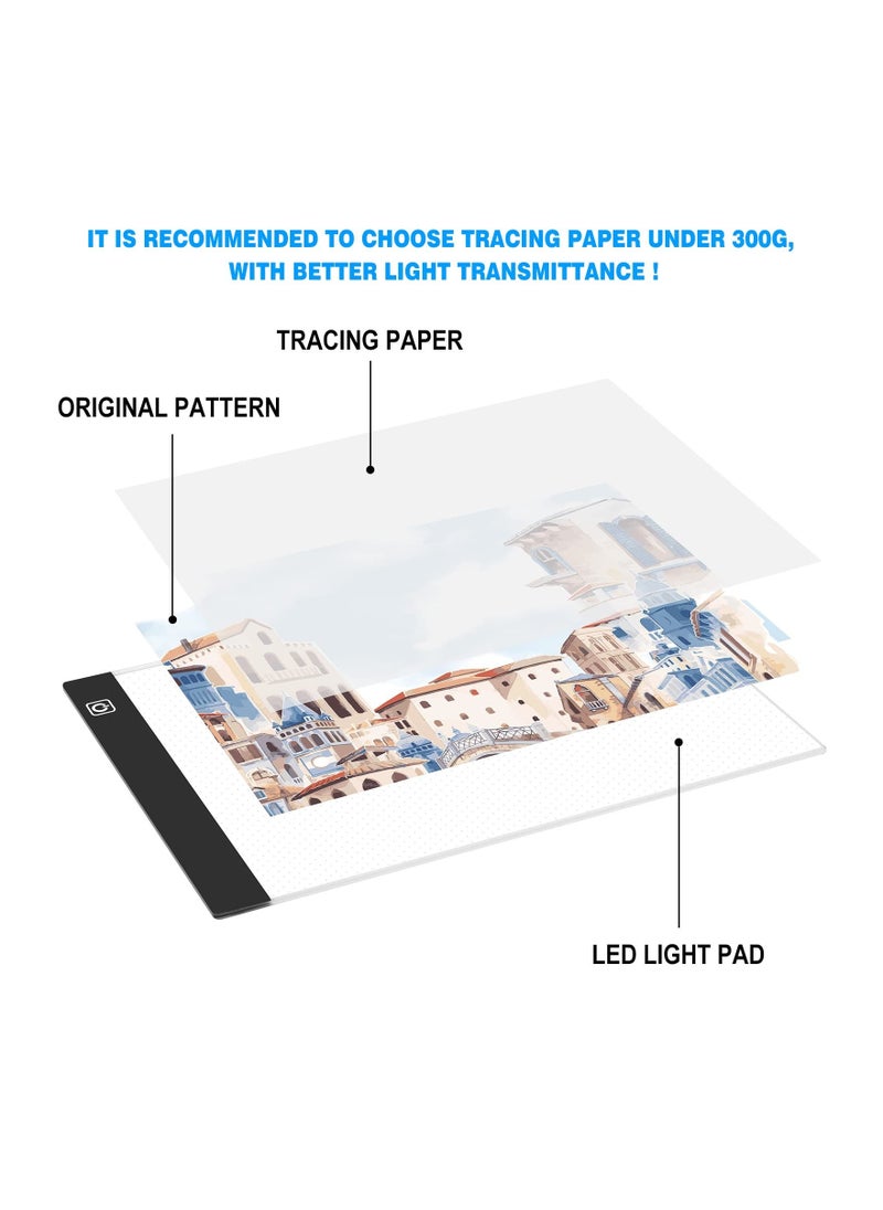 XiuWoo - A5 LED Drawing Light Box, 15x21cm Adjustable Pad Tracing Copy Board Sketching Portable Art Table Ultra-Thin Lightboard for Diamond Painting Animation X-RAY Viewing - Image 1