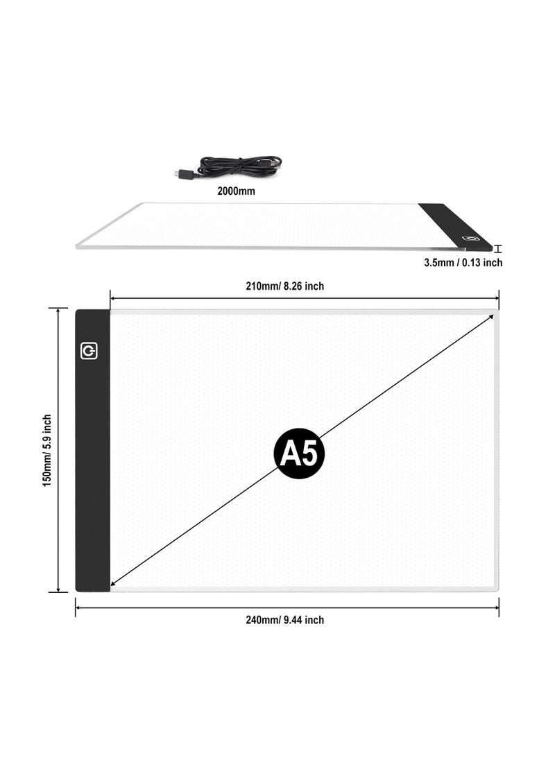 XiuWoo - A5 LED Drawing Light Box, 15x21cm Adjustable Pad Tracing Copy Board Sketching Portable Art Table Ultra-Thin Lightboard for Diamond Painting Animation X-RAY Viewing - Image 1