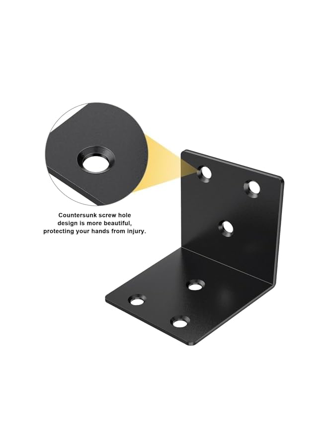 PROMASS promass Angle Brackets, Black Iron Heavy Duty Corner Brace,12 PCS Easy to Install Corner Brackets for Wood, Suitable for Wood Furniture Bed Chair, Strong and Sturdy L Shape Bracket  - Image 4