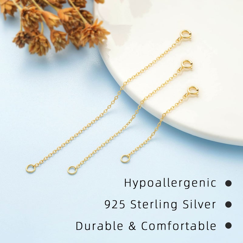 VANBARIS Gold Necklace Extender 14K, 925 Sterling Silver Necklace Extenders Gold Chain Bracelet Anklet Jewelry Extension for Necklaces, 3 Piece Set (2, 3, 4 Inches) - Image 5