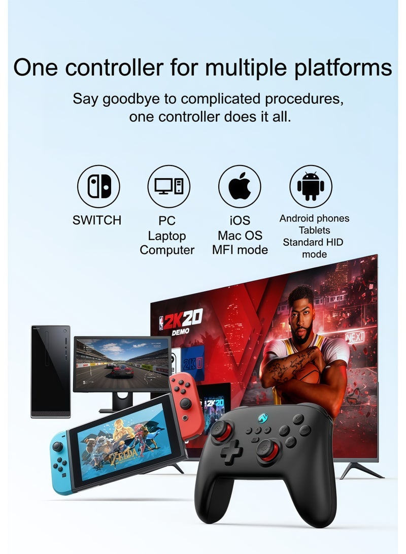 Wireless Switch Controllers , 6-Axis Gyro, Turbo Function, Compatible with Switch/PC (Wireless)/iOS/Android, All Functions Included with a Stylish Design and Cute Color - Green - Image 5