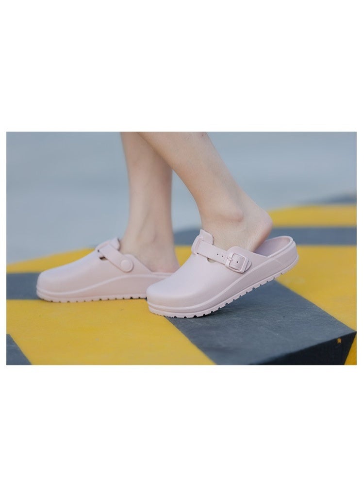 Surgical shoes, women's fully enclosed breathable shoes, protective shoes with ventilation holes, suitable for doctors, nurses and laboratory staff, non-slip sandals (pink). - Image 2