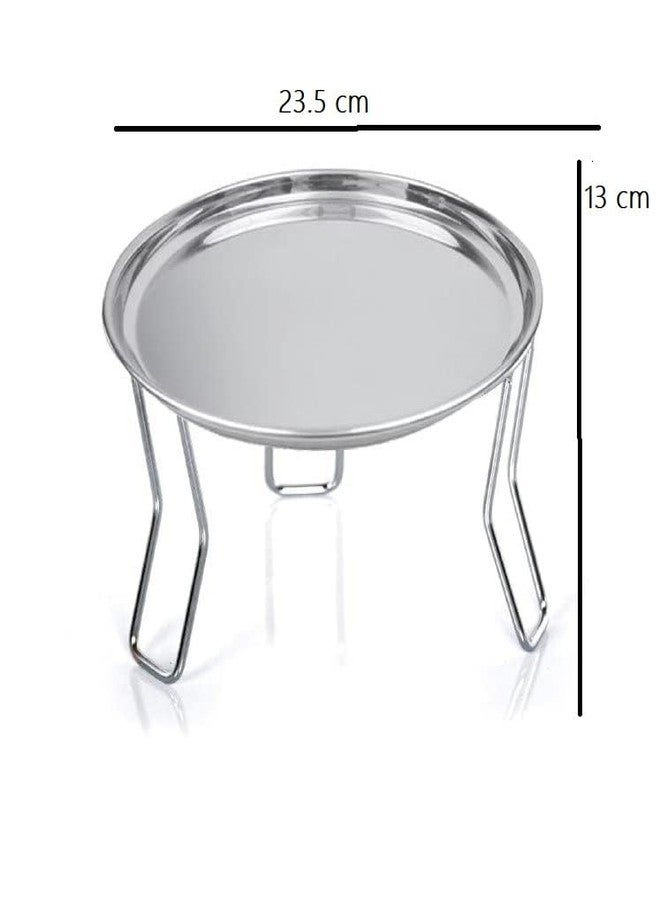 Touchcart Heavy-Duty Stainless Steel Matka Stand with Drip Tray Chrome Plated Water Pot Plant Pot Holder Rack, Rust-Proof Multipurpose Kitchen, Balcony, Garden Organizer, Indoor Utility Stand, Silver - Image 2