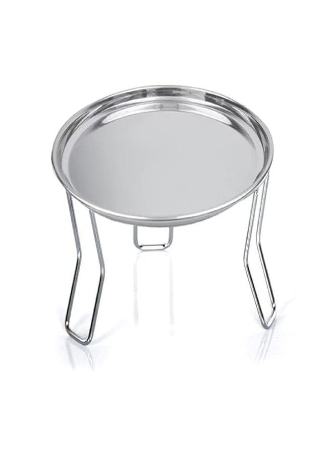 Touchcart Heavy-Duty Stainless Steel Matka Stand with Drip Tray Chrome Plated Water Pot Plant Pot Holder Rack, Rust-Proof Multipurpose Kitchen, Balcony, Garden Organizer, Indoor Utility Stand, Silver - Image 1