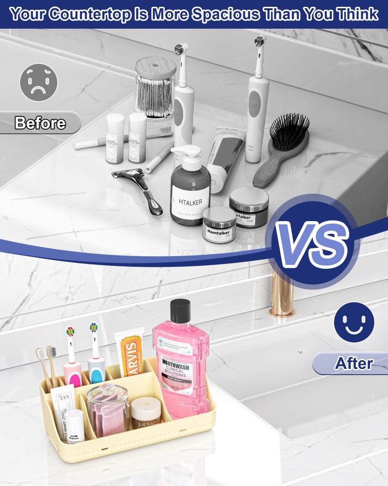 Homtalker Bathroom Counter Organizer and Storage, 7 Slots Detachable Toothbrush Holders for Bathrooms, Anti-Slip Electric Toothbrush and Toothpaste Holder Countertop Vanity Organizer Accessories for Adults Kids - Image 5