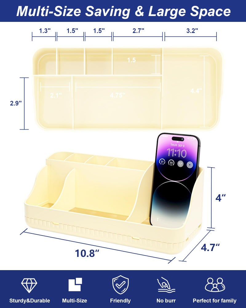 Homtalker Bathroom Counter Organizer and Storage, 7 Slots Detachable Toothbrush Holders for Bathrooms, Anti-Slip Electric Toothbrush and Toothpaste Holder Countertop Vanity Organizer Accessories for Adults Kids - Image 2