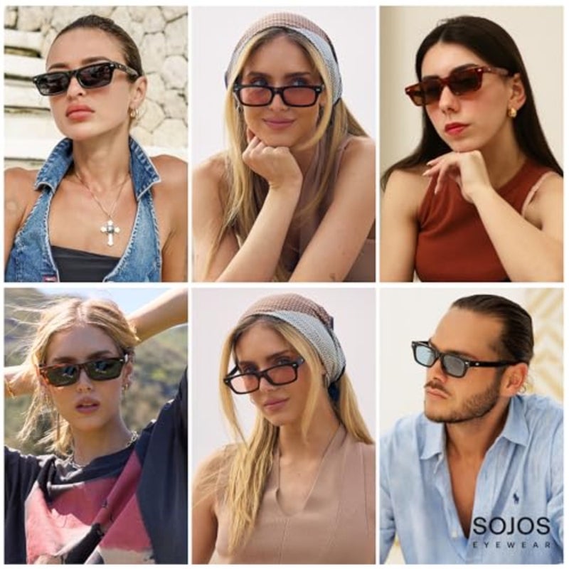 SOJOS Trendy Polarized Rectangle Sunglasses Womens Men Retro Vintage Sun Glasses SJ2379 - Image 2