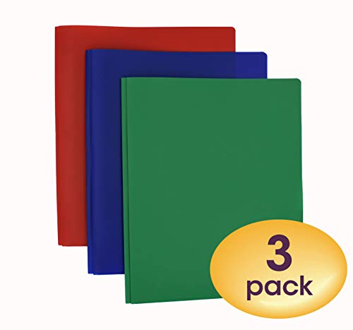 Smead Poly Two-Pocket Folder, Three-Hole Punch Prong Fasteners, Letter Size, Assorted Colors, 3 per Pack (87737) - Image 2