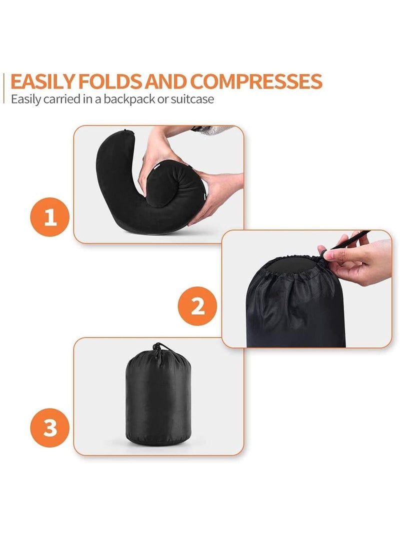 Arabest - Travel Pillow Memory Foam Neck Pillow Head Support Soft Pillow with Eye Masks and Earplugs for Sleeping Rest, Airplane Car & Home Use - Image 1