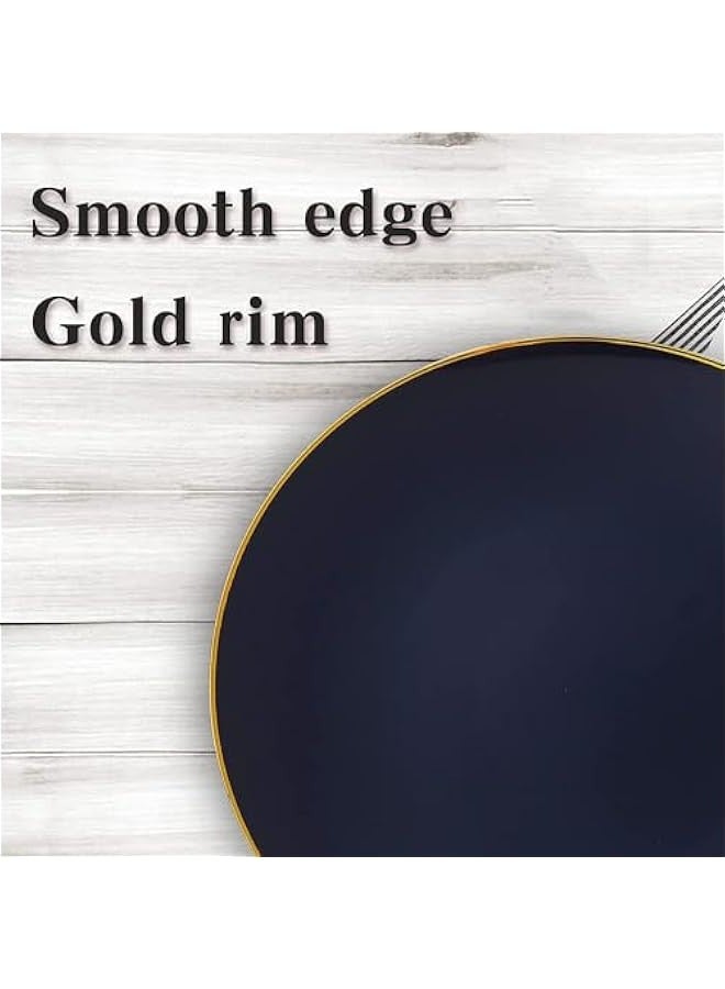 Beauenty 175pcs Black Plastic Dinnerware Set,Premium Heavy Duty Black Plastic Plates with Gold Rim,Dinner Plates,Dessert Appetizer Elegant Fancy Heavy Duty Wedding Plates Plastic Cups with Gold Rim - Image 4