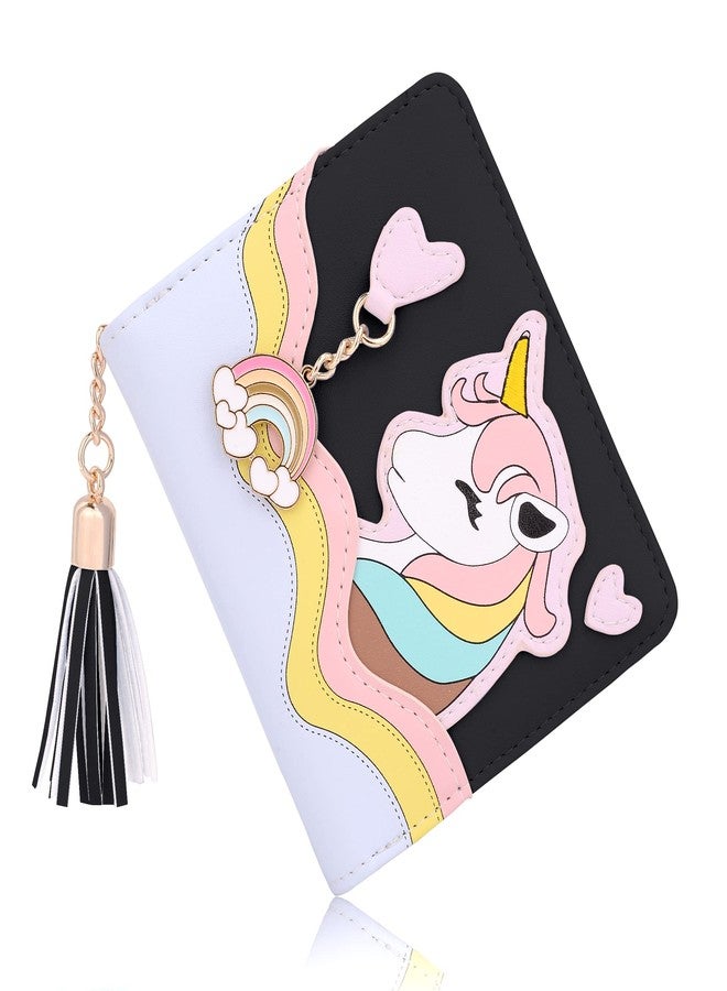 يو تي أوه محفظة UTO للبنات بتصميم يونيكورن لطيف، مصنوعة من الجلد النباتي، صغيرة الحجم، مزينة بشرابة وقلادة بألوان قوس قزح، حامل بطاقات، محفظة نقود بتصميم كاواي - Image 5