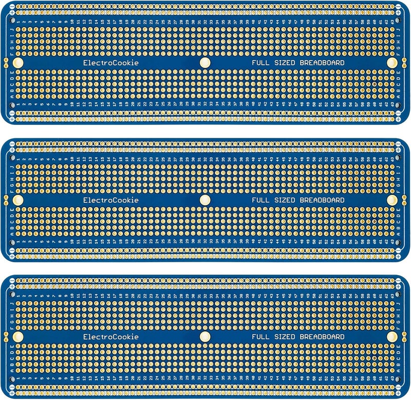 ElectroCookie Solderable Breadboard Large PCB Board for Electronics Projects Compatible for DIY Arduino Soldering Projects, Gold-Plated (3 Pack, Blue) - Image 1