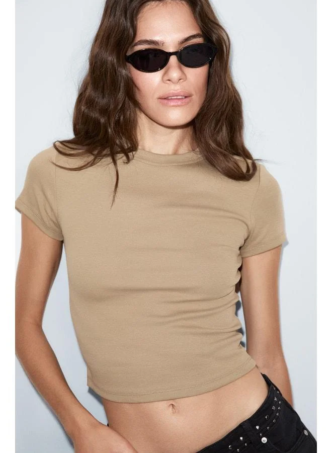 Ethiquet ZOLEN Women's Soft and Stretchy Fabric Organic Cotton Short Sleeve Crop Vizon T‑Shirt.