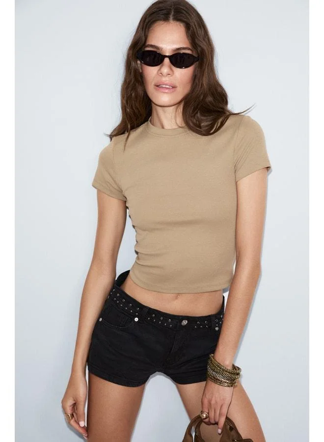 Ethiquet ZOLEN Women's Soft and Stretchy Fabric Organic Cotton Short Sleeve Crop Vizon T‑Shirt.
