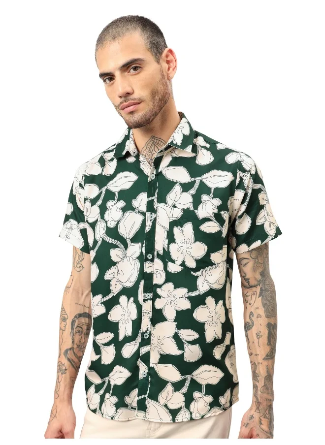 بيونغ Half Sleeve Flower Hawaiian Shirt for Men Multicolour