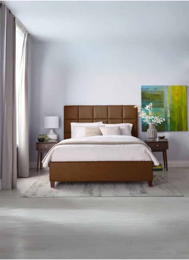 Bed and Mattress Zone Kingsman Upholstered Bed 200x200 Super King Size Brown Color 