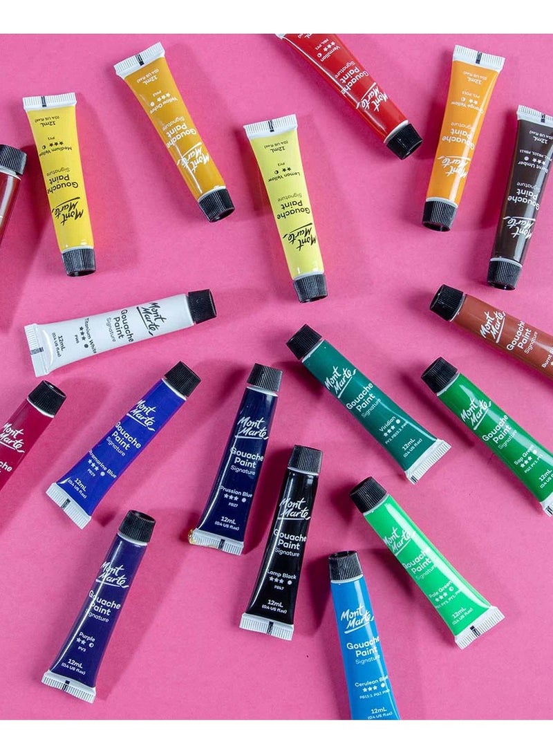 Mont Marte 18-Piece Siganture Gouache Paints 12ml Content Per Tube - Image 2