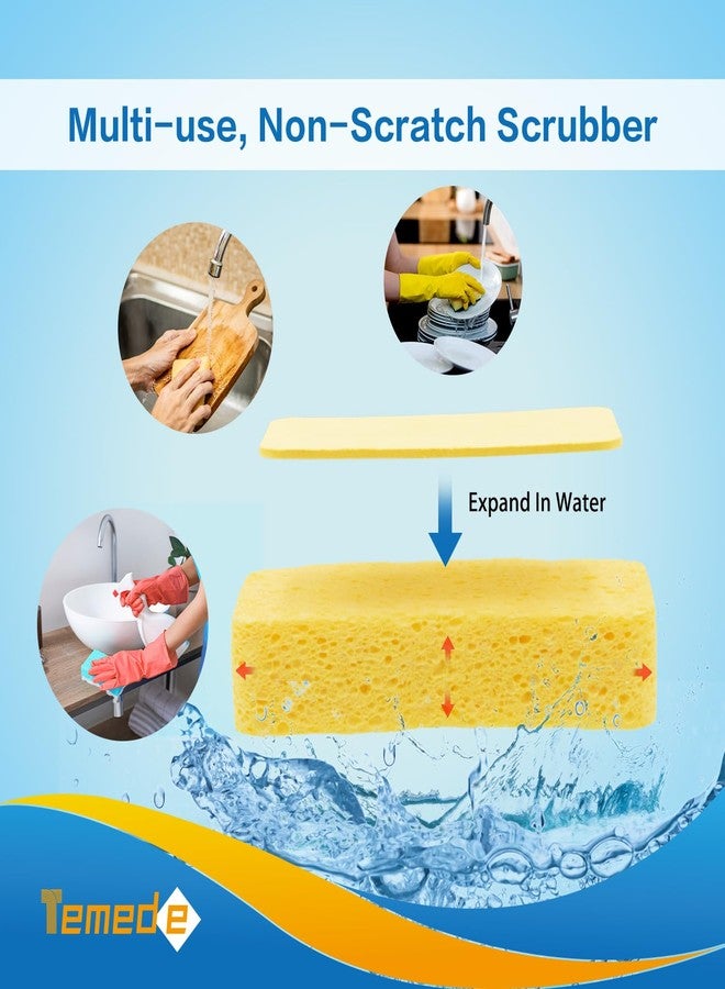 Temede Large Cellulose Sponges, Kitchen Sponges for Dish, Thick Heavy Duty Scrub Sponges, Non-Scratch Scrubber for Household, Cookware, Bathroom, Compressed Packaging (5 Pack) - Image 3