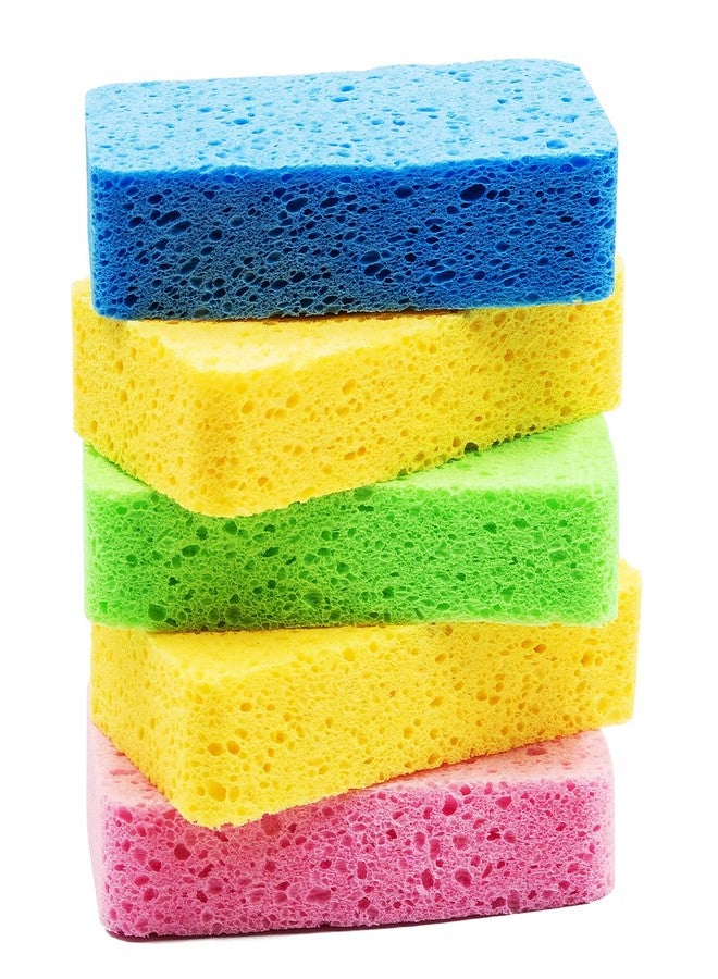 Temede Large Cellulose Sponges, Kitchen Sponges for Dish, Thick Heavy Duty Scrub Sponges, Non-Scratch Scrubber for Household, Cookware, Bathroom, Compressed Packaging (5 Pack) - Image 1