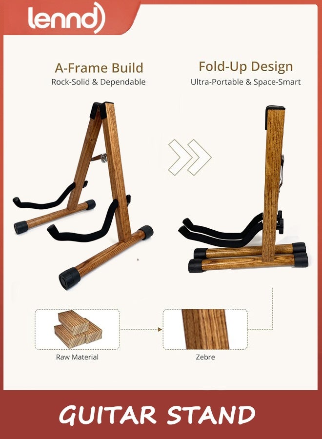 LENND Guitar Stand,Acoustic Guitar Stand,Wood Classical Electric Guitar Stand,Foldable Bass Guitar Stand,Guitar Accessories also fit Bass,Violin,Ukulele(Zebra) - Image 4