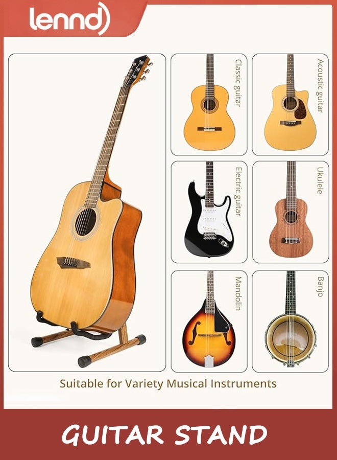 LENND Guitar Stand,Acoustic Guitar Stand,Wood Classical Electric Guitar Stand,Foldable Bass Guitar Stand,Guitar Accessories also fit Bass,Violin,Ukulele(Zebra) - Image 3