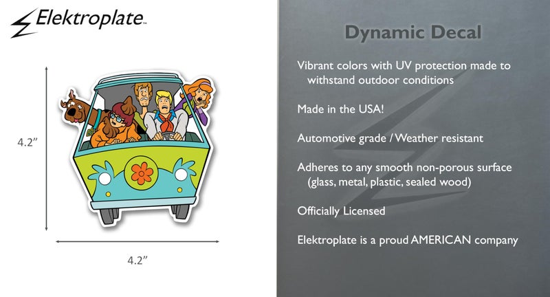 Elektroplate Officially Licensed Scooby-Doo's Mystery Machine Wild Ride 4.2â€ x 4.2â€ Dynamic Decal | Premium Auto-Grade All Weather Vinyl for Car, Water Bottle, Laptop, Cooler, Phone | Made in USA - Image 2