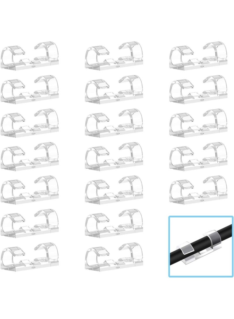 Clear Cable Clips – Self-Adhesive Wire Holder and Organizer for Wall Mounting, Perfect for Managing Charger Cords, TV Cables, Computer Wires, and USB Lines – Strong Adhesive Multi-Use Cable Organizers for Home, Office, and Car – 100 Pieces, Clear - Image 1