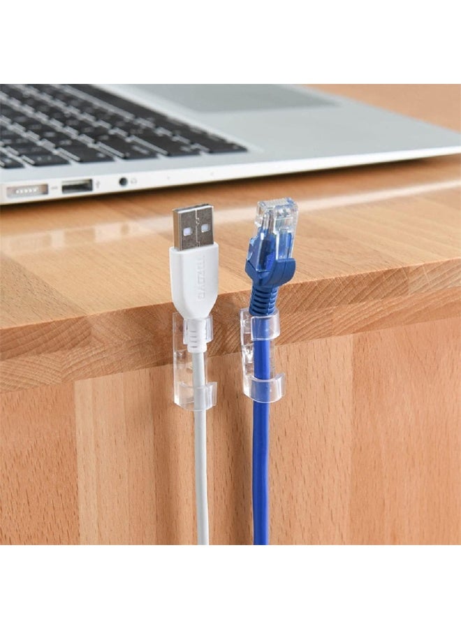 Clear Cable Clips – Self-Adhesive Wire Holder and Organizer for Wall Mounting, Perfect for Managing Charger Cords, TV Cables, Computer Wires, and USB Lines – Strong Adhesive Multi-Use Cable Organizers for Home, Office, and Car – 100 Pieces, Clear - Image 2