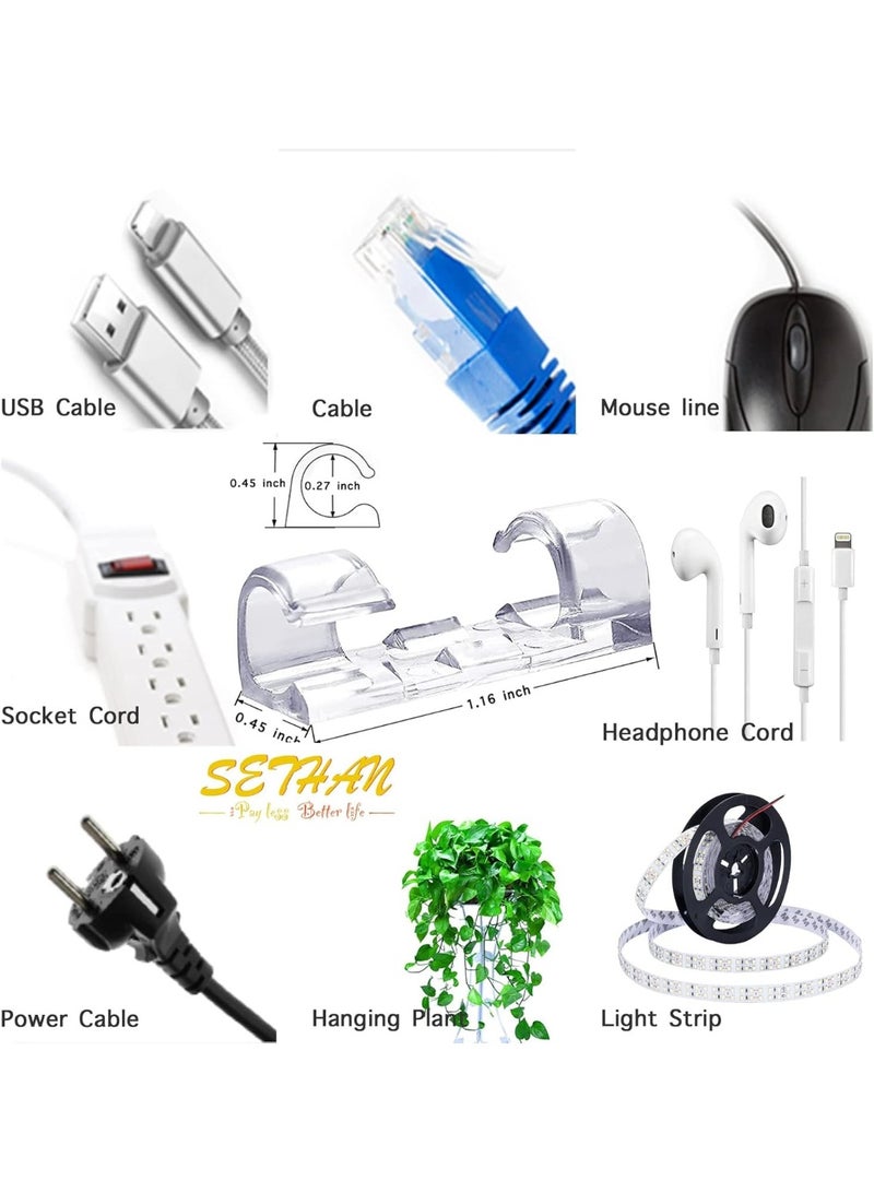 Clear Cable Clips – Self-Adhesive Wire Holder and Organizer for Wall Mounting, Perfect for Managing Charger Cords, TV Cables, Computer Wires, and USB Lines – Strong Adhesive Multi-Use Cable Organizers for Home, Office, and Car – 100 Pieces, Clear - Image 5