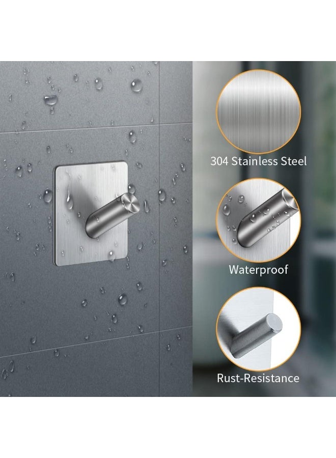 Wall Hooks Heavy Duty Self Adhesive 304 Stainless Steel Traceless NO Nails-Anti-Rust Waterproof Hook for Bathroom, Kitchen, Hanging, Coat Robe, Towel, Key, Silver (7 Pack) - Image 4