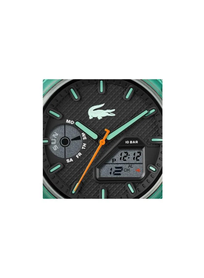 Lacoste  Men's Quartz Watch, Black Dial, Green Silicone Strap for Men | Best Price UAE