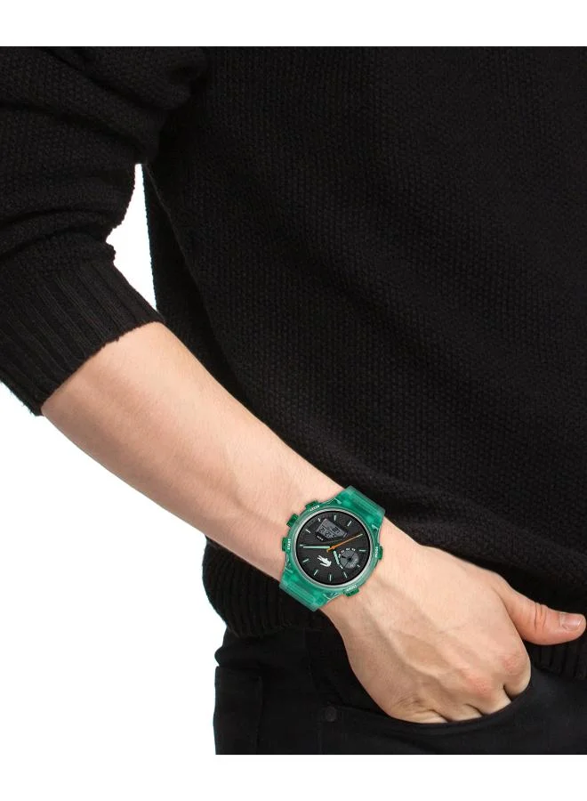 Lacoste  Men's Quartz Watch, Black Dial, Green Silicone Strap for Men | Best Price UAE
