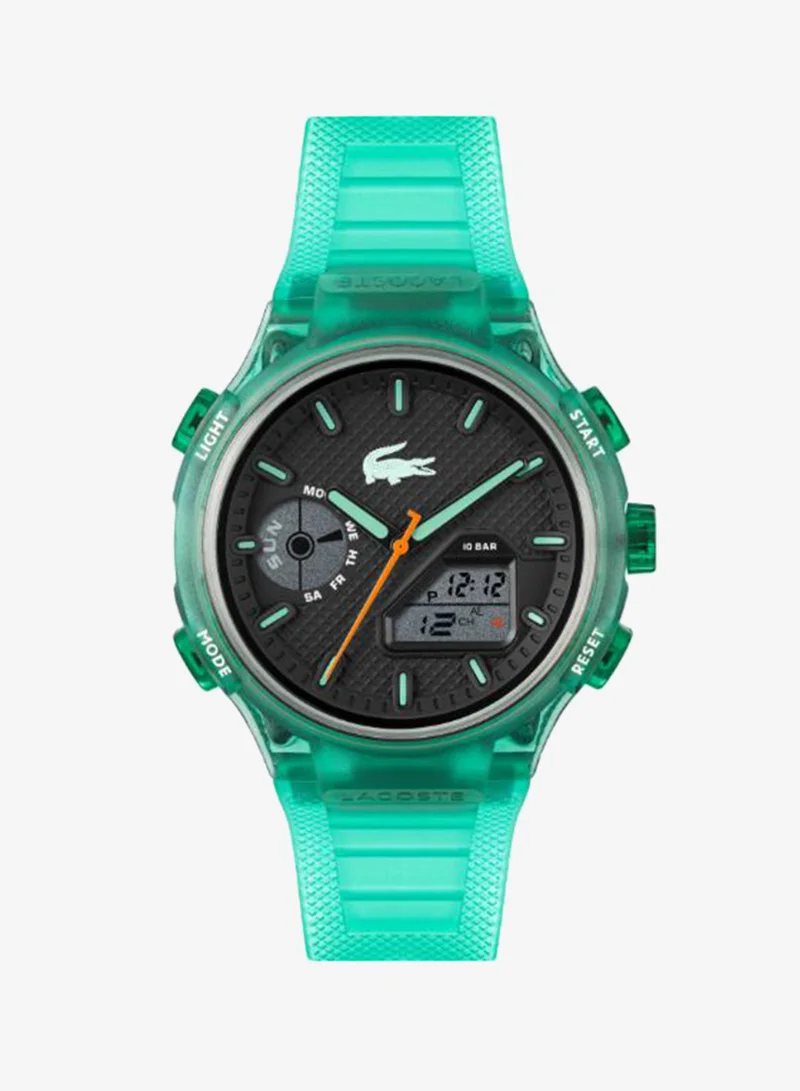 Lacoste Men's Quartz Watch, Black Dial, Green Silicone Strap