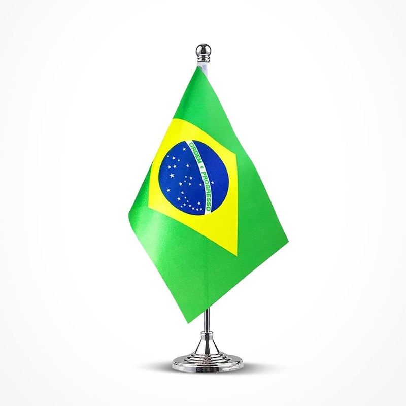 mflagperft Brazil Flag Brazilian Flags, Small Mini Brazilian Desk Flag, Used for Table Office Classroom Home Patriotic Events Decorations - Image 1