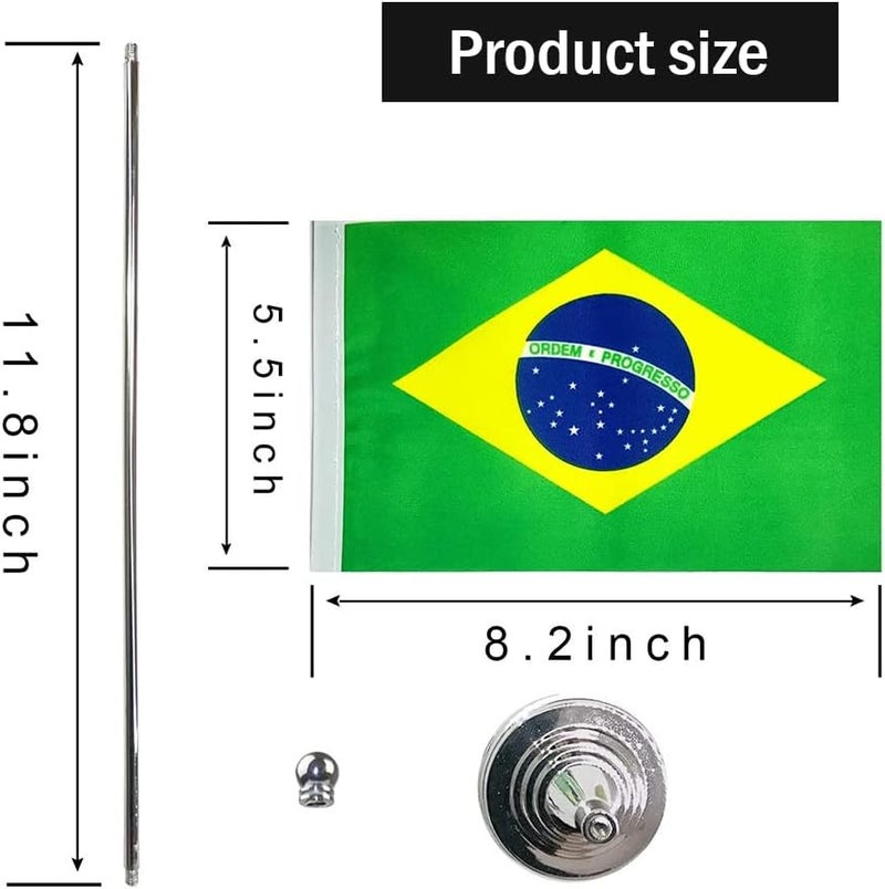 mflagperft Brazil Flag Brazilian Flags, Small Mini Brazilian Desk Flag, Used for Table Office Classroom Home Patriotic Events Decorations - Image 2