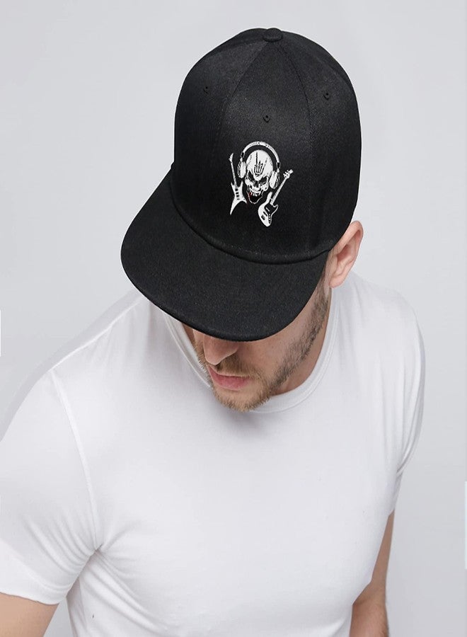 Negi Classic Skull Snapback Hats for Men Unisex Mens Rock and Roll Flat Bill Hats Brim Adjustable Baseball Cap - Image 4